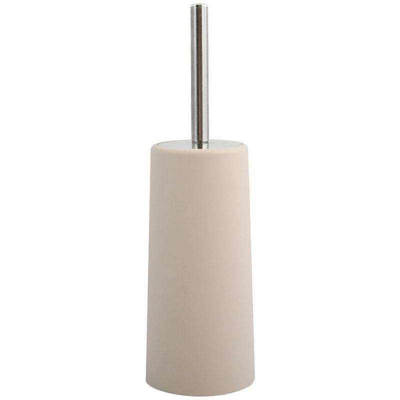 Foto van Msv toiletborstel houder/wc-borstel - beige - kunststof - 35 cm - toiletborstels