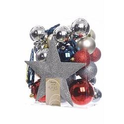 Foto van 33-delige kerstballen set zilver/rood/blauw - kerstbal