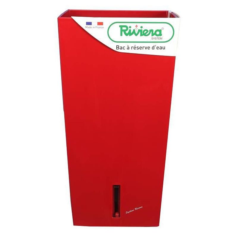 Foto van Riviera eva nieuwe vierkante plastic bloempot - 37 x 37 x h 68,5 cm - 69 l - rood