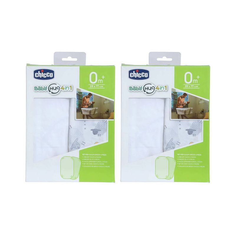 Foto van Chicco - 2 sets van 2 hoeslakens grijs schapenpatroon - voor baby hug 4-in-1 wieg