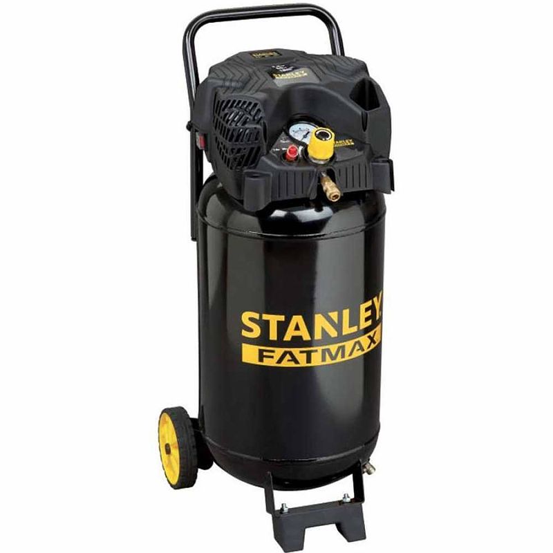 Foto van Stanley compressor dn 230/10/50v fmxcm - luchtcompressor 10bar - 50l - olievrij - handvat en wielen - zwart