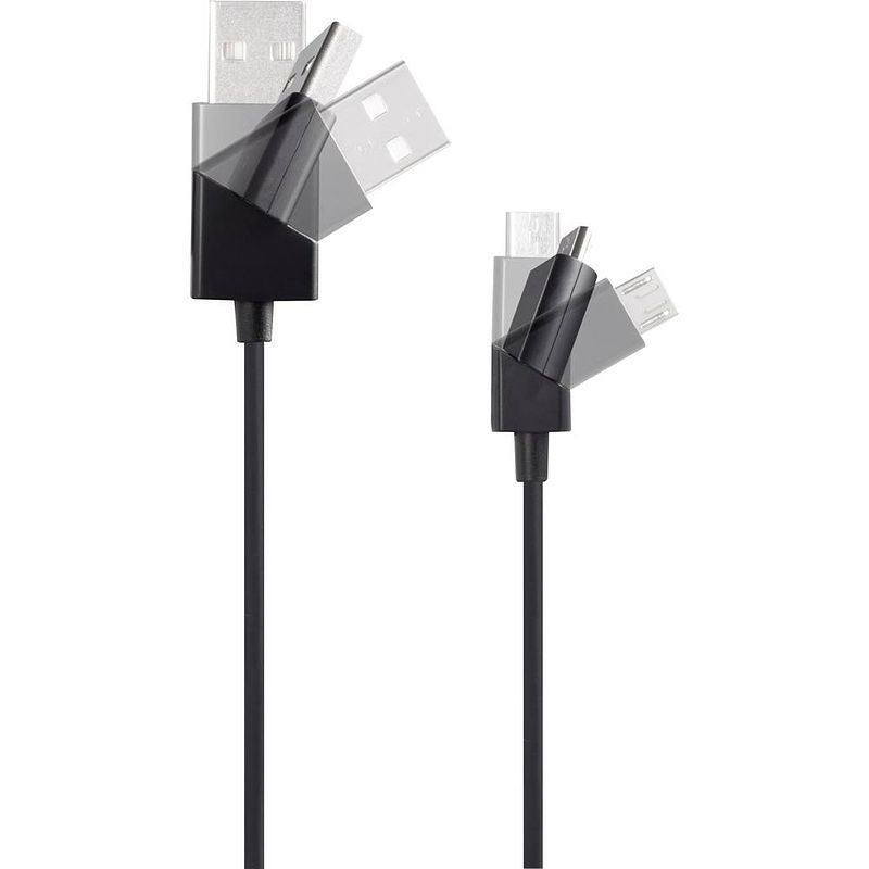 Foto van Renkforce usb-kabel usb 2.0 usb-a stekker, usb-micro-b stekker 1.00 m zwart rf-3376020