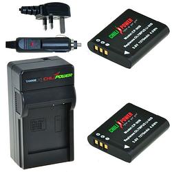 Foto van 2 x li-90b accu's voor olympus - charger kit + car-charger - uk version