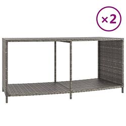 Foto van Vidaxl opbergschappen 2 st poly rattan grijs