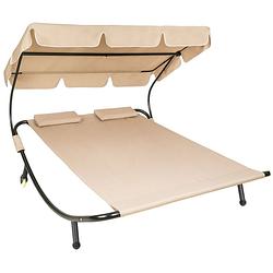 Foto van Tectake® - ligbed livorno voor 2 personen - zonnebed ligstoel - beige - 404865