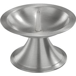 Foto van 1x ronde metalen stompkaarsenhouder zilver voor kaarsen 7-8 cm doorsnede - kaarsenplateaus