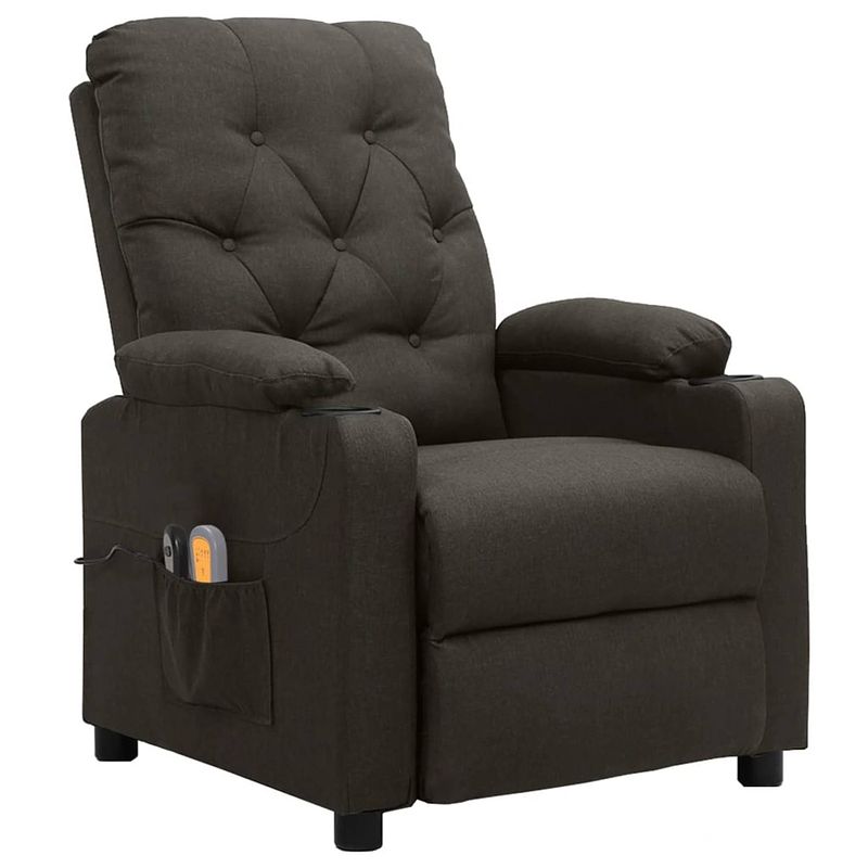 Foto van The living store massagestoel elektrisch stof taupe - fauteuil