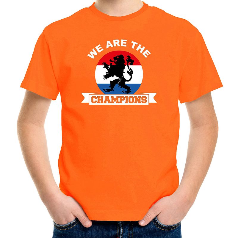 Foto van Oranje t-shirt we are the champions voor kinderen - holland / nederland supporter shirt ek/ wk xs (110-116) - feestshirt