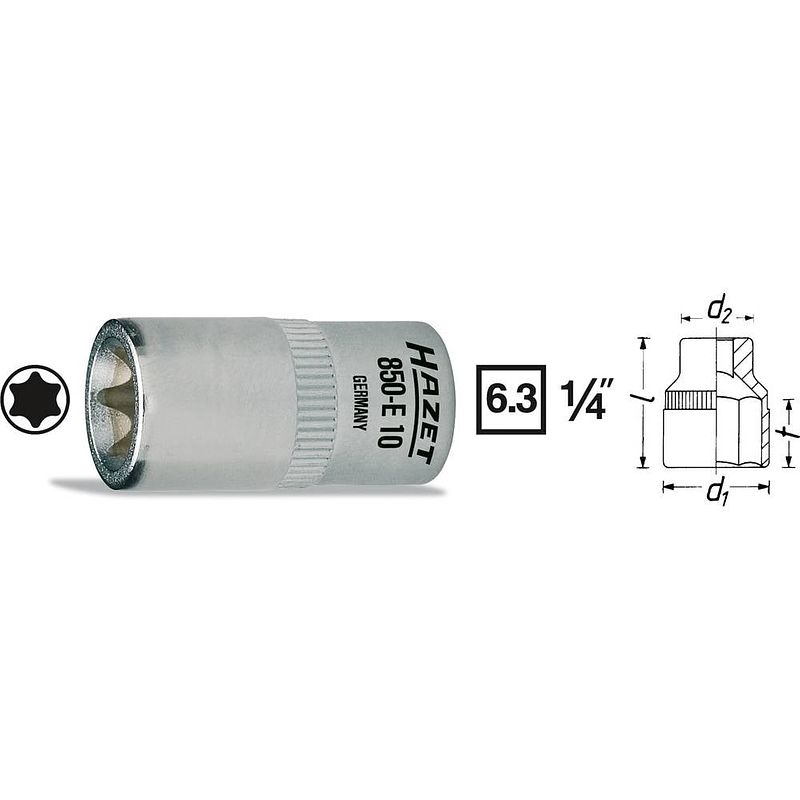 Foto van Hazet hazet 850-e6 buiten-torx dopsleutelinzetstuk t 6 1/4 (6.3 mm)