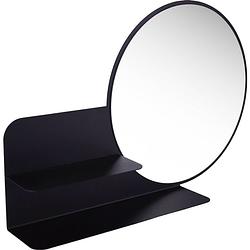 Foto van Gorillz clever wandspiegel met plankje - industriële spiegel - 85 x 56 cm - zwart