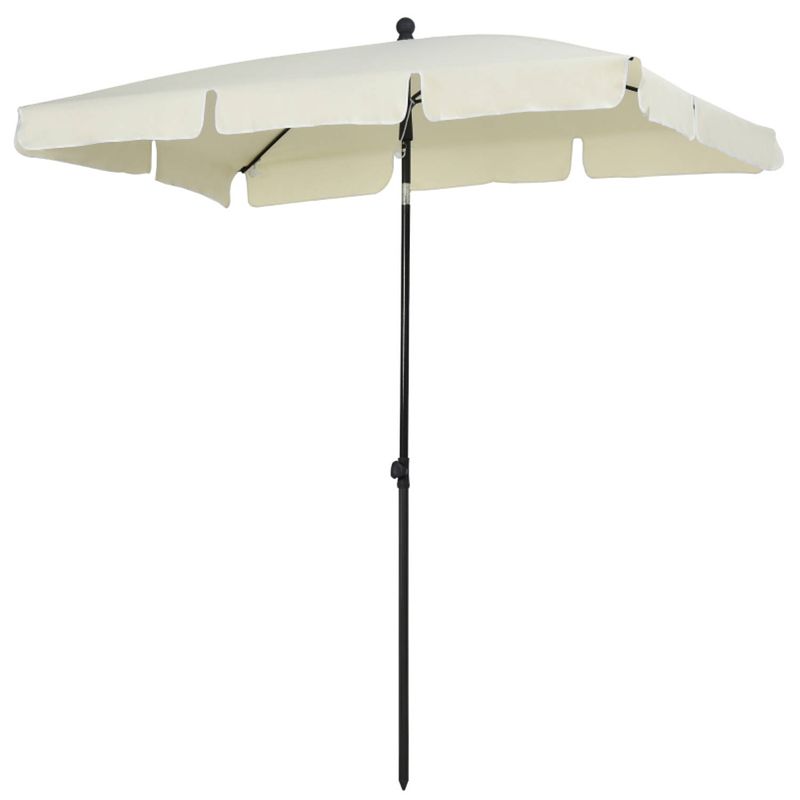 Foto van Zonnescherm - parasol - balkonparasol - balkon parasol - strandparasol - rechthoek - knikbaar - 200 x 125 cm - creme