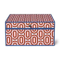 Foto van Decoratie box boho - rood/blauw - 18x19x9 cm