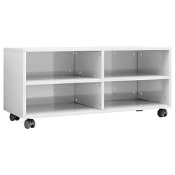 Foto van Vidaxl tv-meubel met wieltjes 90x35x35 cm spaanplaat hoogglans wit