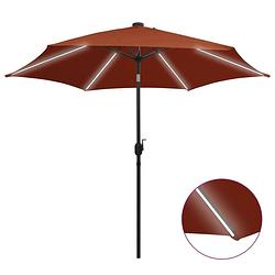 Foto van Vidaxl parasol met led-verlichting en aluminium paal 300 cm terracotta