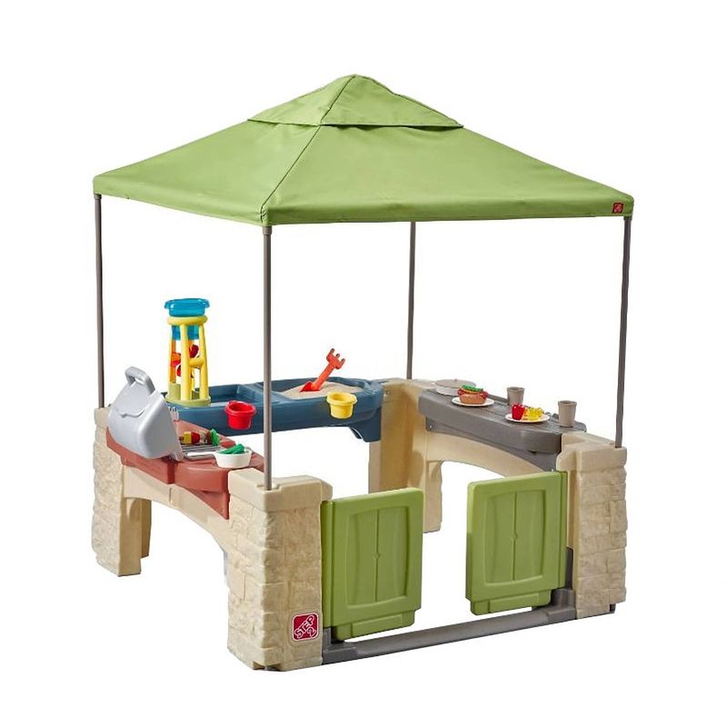 Foto van Step2 all around playtime patio speelhuis patio van kunststof voor kinderen met keuken & accessoires