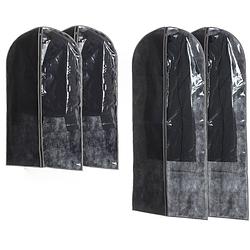 Foto van Set van 6x stuks kledinghoezen grijs 135/100 cm inclusief kledinghangers - kledinghoezen
