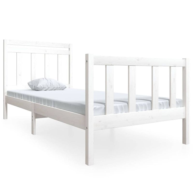 Foto van The living store bedframe grenenhouten - bedframes - 205.5x96x100 cm - wit