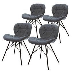 Foto van Ml-design set van 4 eetkamerstoelen met rugleuning, antraciet, keukenstoel met kunstleren bekleding, gestoffeerde stoel