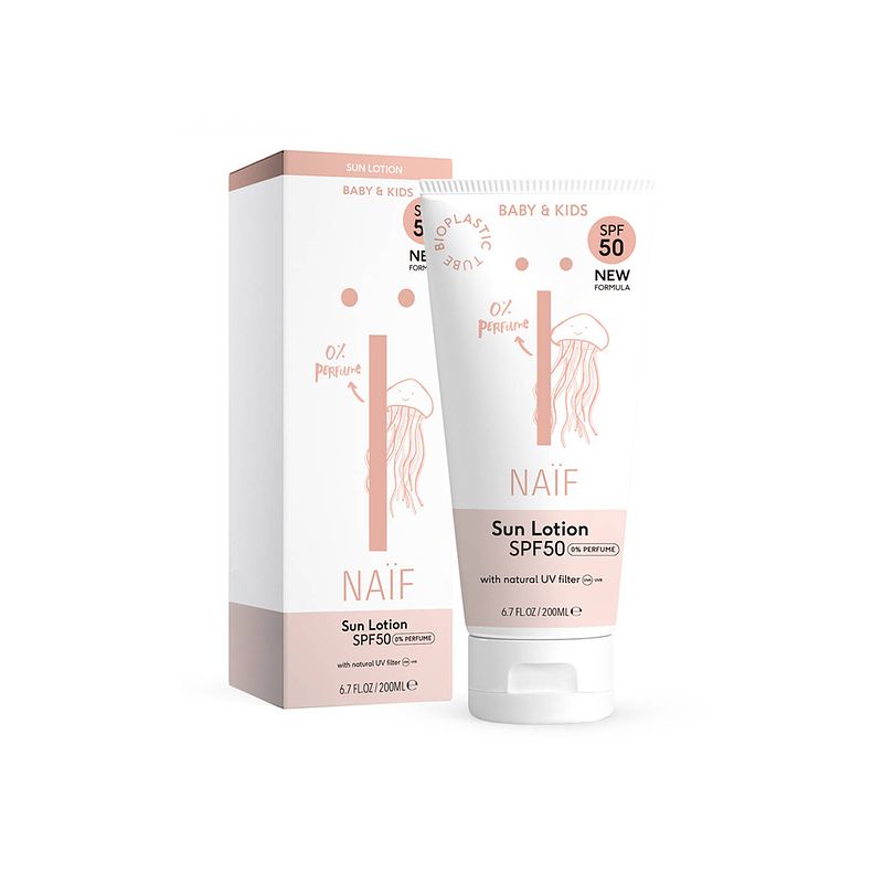 Foto van Naif care - zonnebrand kids spf50 - pafrum vrij - 0% parfum 200 ml