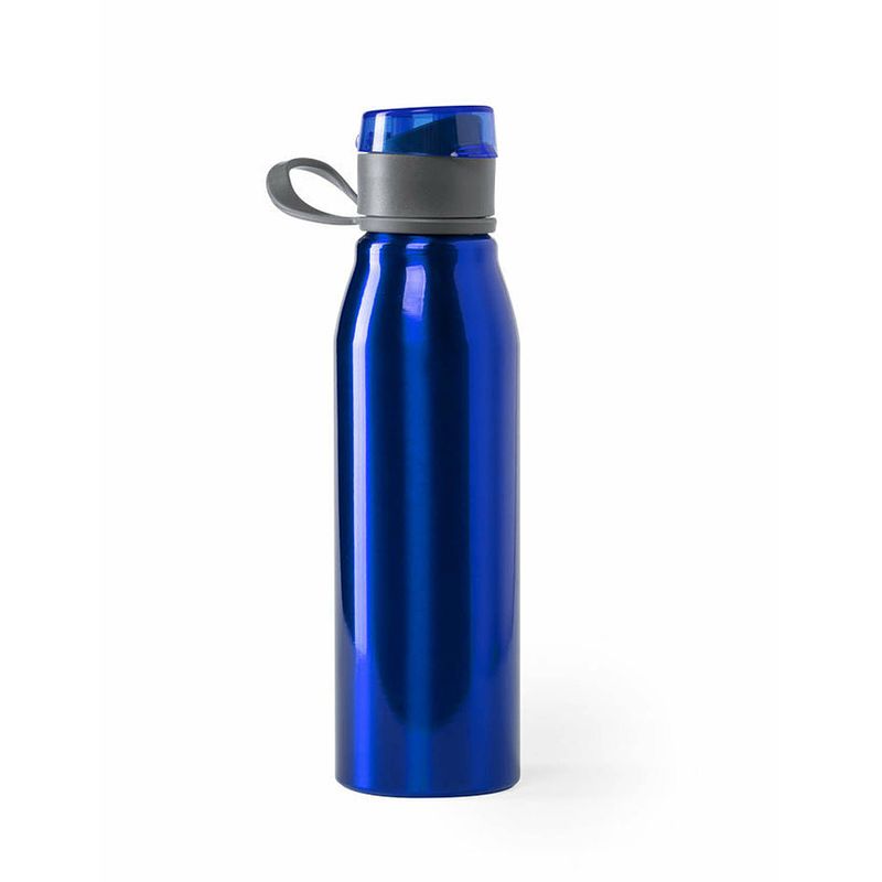 Foto van Aluminium waterfles/drinkfles kleur metallic blauw - met schroefdop - 700 ml - drinkflessen