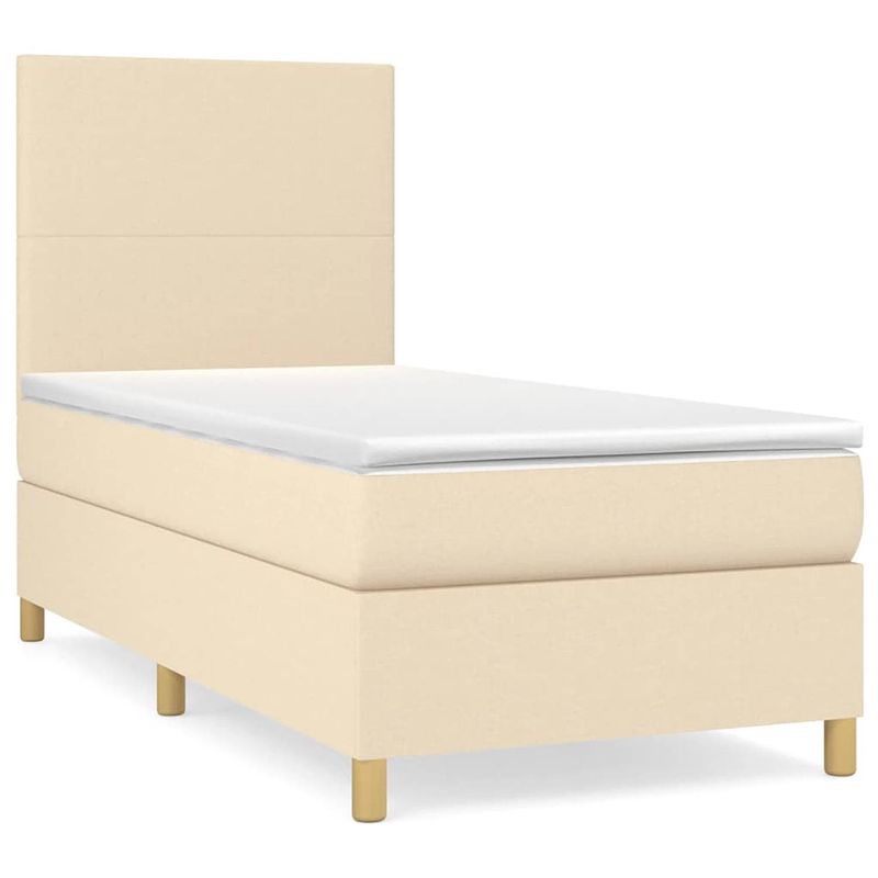 Foto van The living store boxspringbed - crème - 203 x 100 x 118/128 cm - pocketvering matras