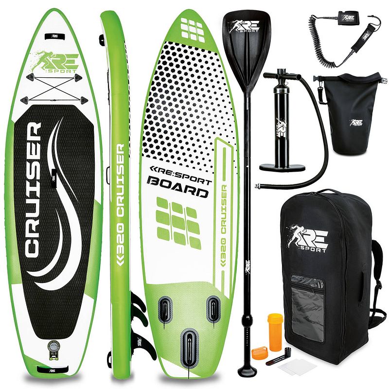 Foto van Re: sport-sup board 320 cm groen-supboard- opblaasbaar- stand up paddle set- surfboard --paddling premium