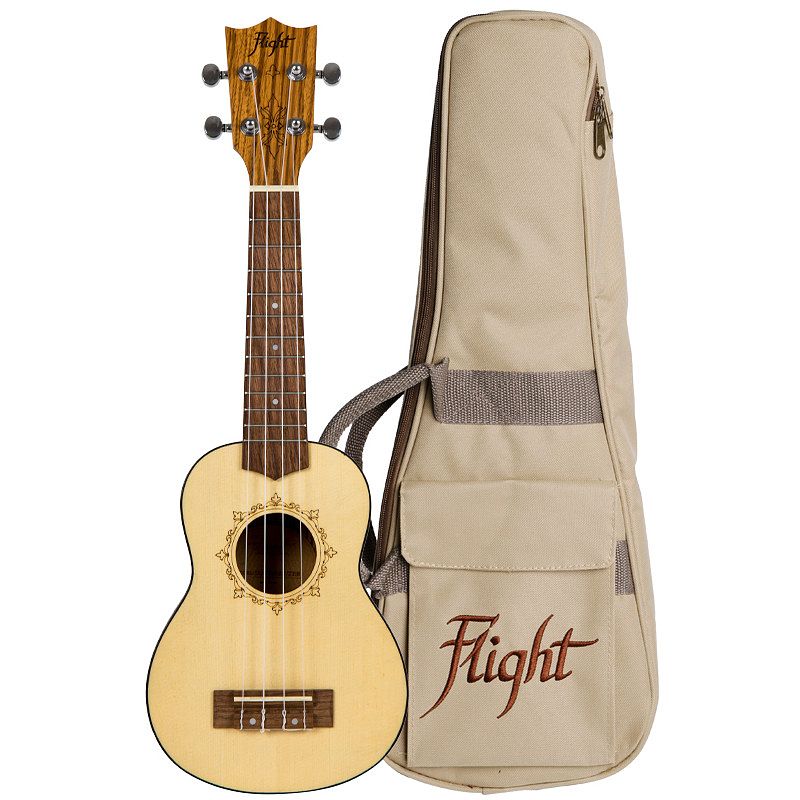 Foto van Flight designer series dus320 sp/zeb sopraan ukelele met gigbag