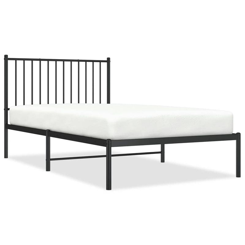 Foto van Vidaxl bedframe met hoofdbord metaal zwart 100x190 cm