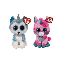 Foto van Ty - knuffel - beanie boo's - gumball unicorn & helena husky