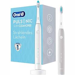 Foto van Oral-b pulsonic slim clean 2900 grijs & wit met 2 tandenborstels