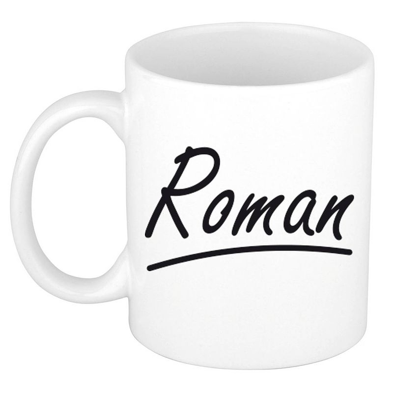 Foto van Naam cadeau mok / beker roman met sierlijke letters 300 ml - naam mokken