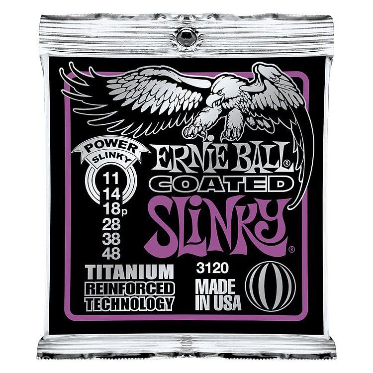 Foto van Ernie ball 3120 coated power slinky 11 - 48 snarenset