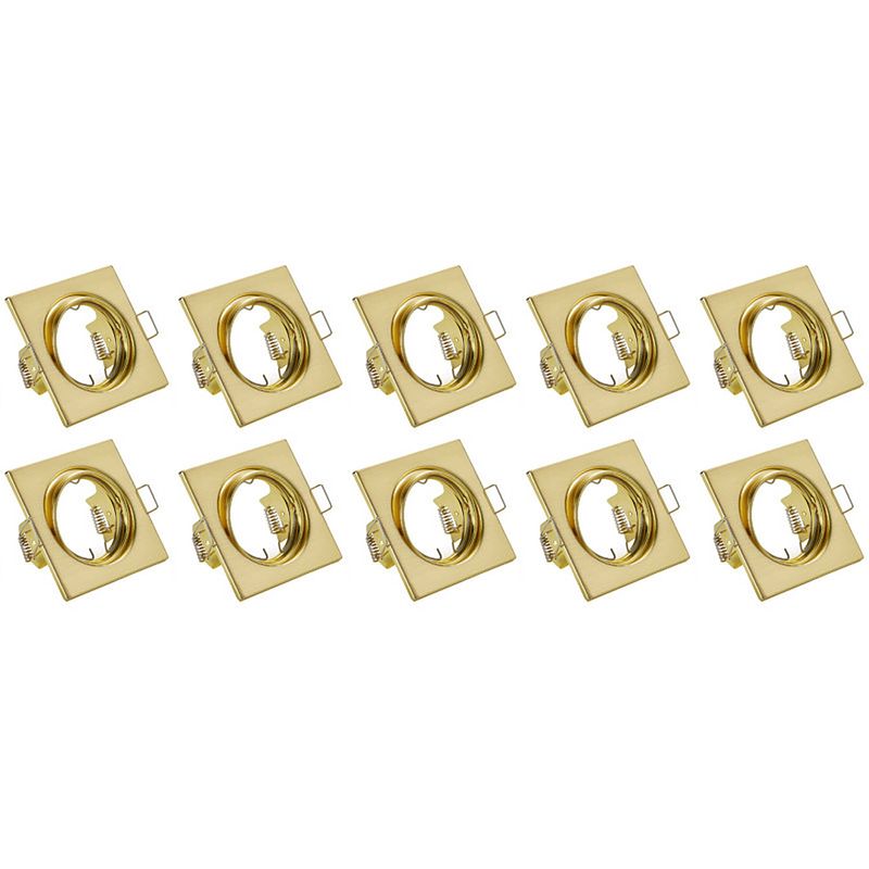 Foto van Spot armatuur 10 pack - trion - gu10 fitting - inbouw vierkant - mat goud aluminium - kantelbaar 80mm