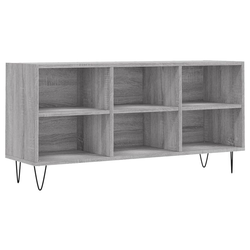 Foto van The living store tv-meubel - tv-kast 6 vakken - 103.5 x 30 x 50 cm - grijs sonoma eiken