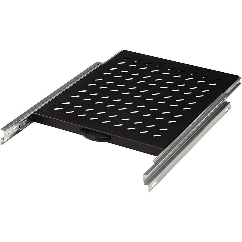 Foto van Digitus dn-19 tray-2-800sw 19 inch patchkast-apparaatbodem 1 he uittrekbaar geschikt voor kastdiepte: 800 mm zwart