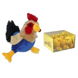 Foto van Pluche kippen/hanen knuffel van 20 cm met 6x stuks mini kuikentjes 5 cm - feestdecoratievoorwerp