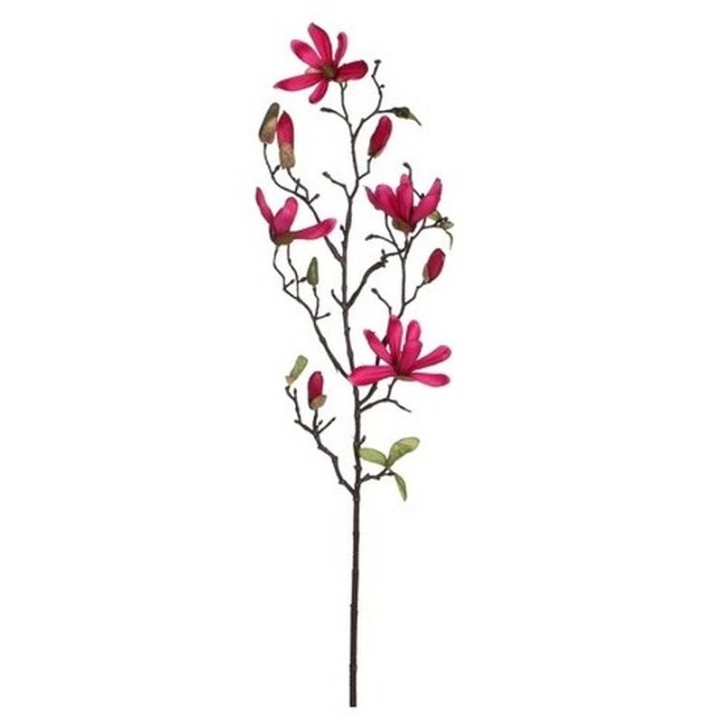 Foto van Magnolia beverboom kunstbloemen takken 80 cm decoratie - kunstbloemen