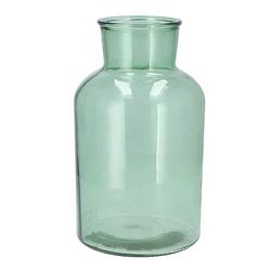 Foto van Dk design bloemenvaas melkbus fles - helder glas zeegroen - d17 x h30 cm - vazen
