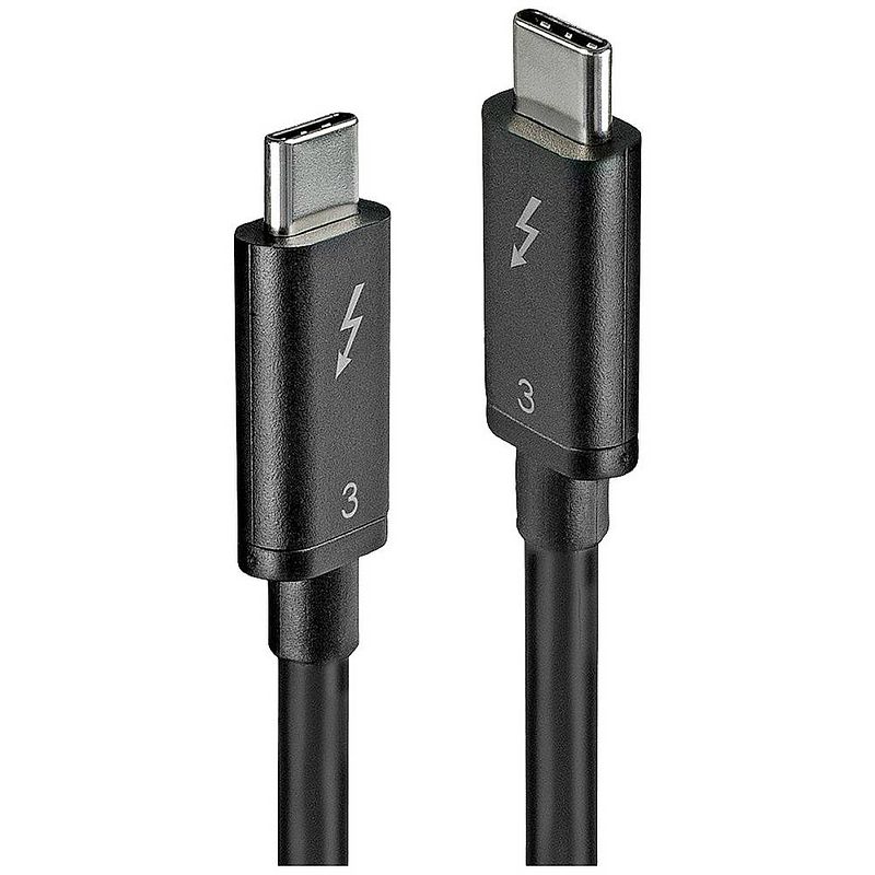 Foto van Lindy thunderbolt-kabel thunderbolt 3 usb-c stekker, usb-c stekker 0.8 m zwart 41558