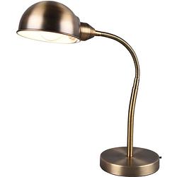 Foto van Led bureaulamp - tafelverlichting - trion pirle - e27 fitting - rond - mat goud - aluminium