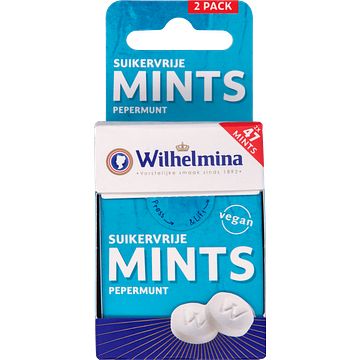 Foto van Wilhelmina mints pepermunt suikervrij 2x30g bij jumbo