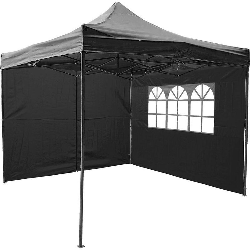 Foto van Garden royal easy up partytent 3x3 zwart met 2 zijwanden waterdicht