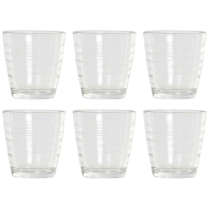 Foto van 12x stuks transparante waterglazen/drinkglazen streep relief 250 ml van glas - drinkglazen