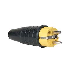 Foto van Showtec rubber schuko connector male 230v/240v geel