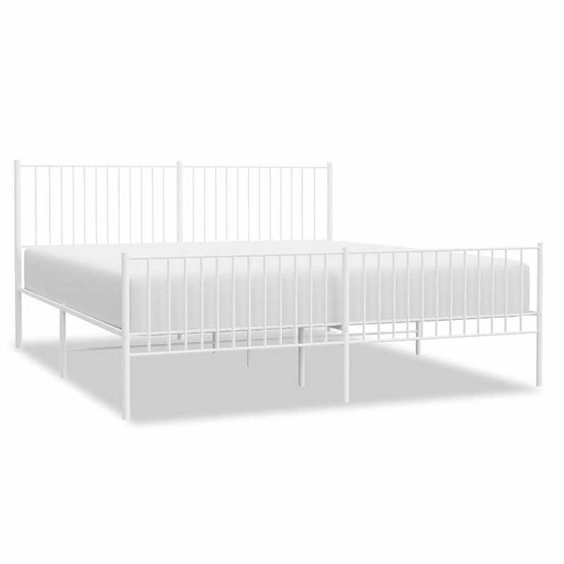 Foto van Vidaxl bedframe met hoofd- en voeteneinde metaal wit 193x203 cm