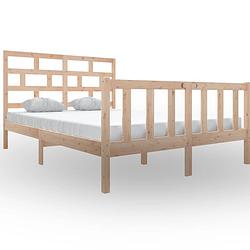 Foto van The living store houten bedframe - onbehandeld grenenhout - bedframes - 155.5 x 205.5 x 69.5 cm - rustiek design