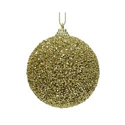 Foto van 5 stuks! kerstbal foam glitter kraal d8 cm lichtgoud