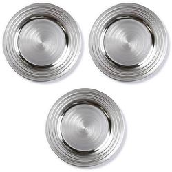 Foto van 3x ronde zilverkleurige kaarsenplateaus/kaarsenborden 33 cm - onderbord / kaarsenbord / onderzet bord voor kaarsen