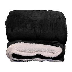 Foto van Unique living lars fleece plaid xl - 100% polyester - 220x240 cm - black