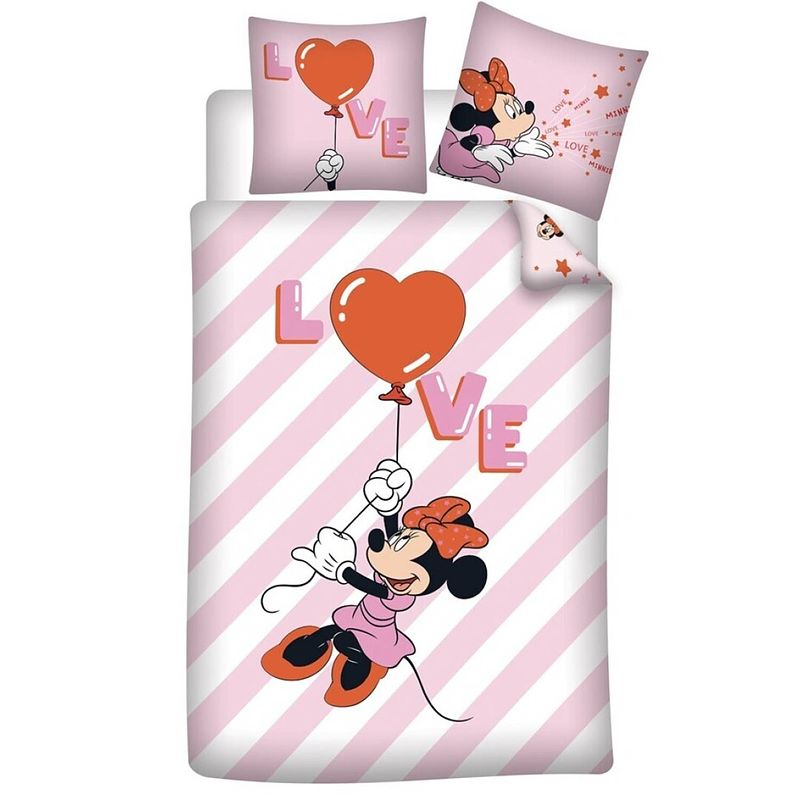 Foto van Disney minnie mouse dekbedovertrek love balloon - eenpersoons - 140 x 200 cm - katoen